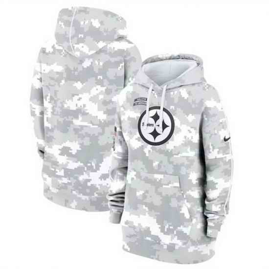 Women Pittsburgh Steelers 2024 Arctic Camo Salute To Service Club Fleece Pullover Hoodie